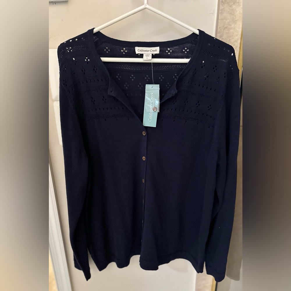 NWT Coldwater Creek Navy Cardigan Sweater